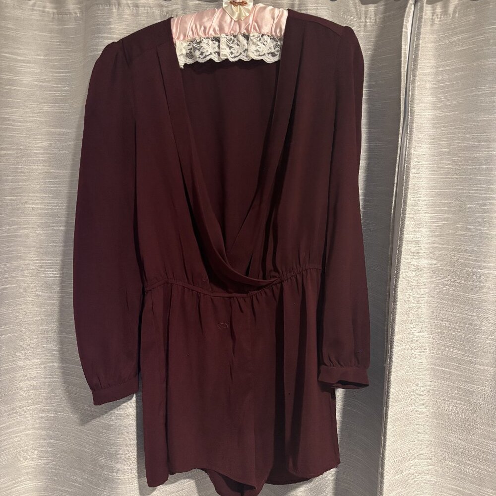 Jean Claude Pierlot Rome Burgandy/Wine Long Sleeve Romper